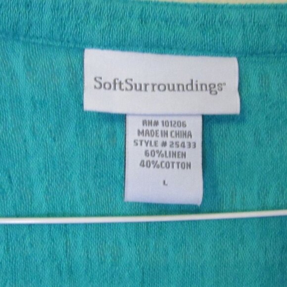 Soft Surroundings Tunic Top Linen Button Up Blue Women's Large - Picture 2 of 3
